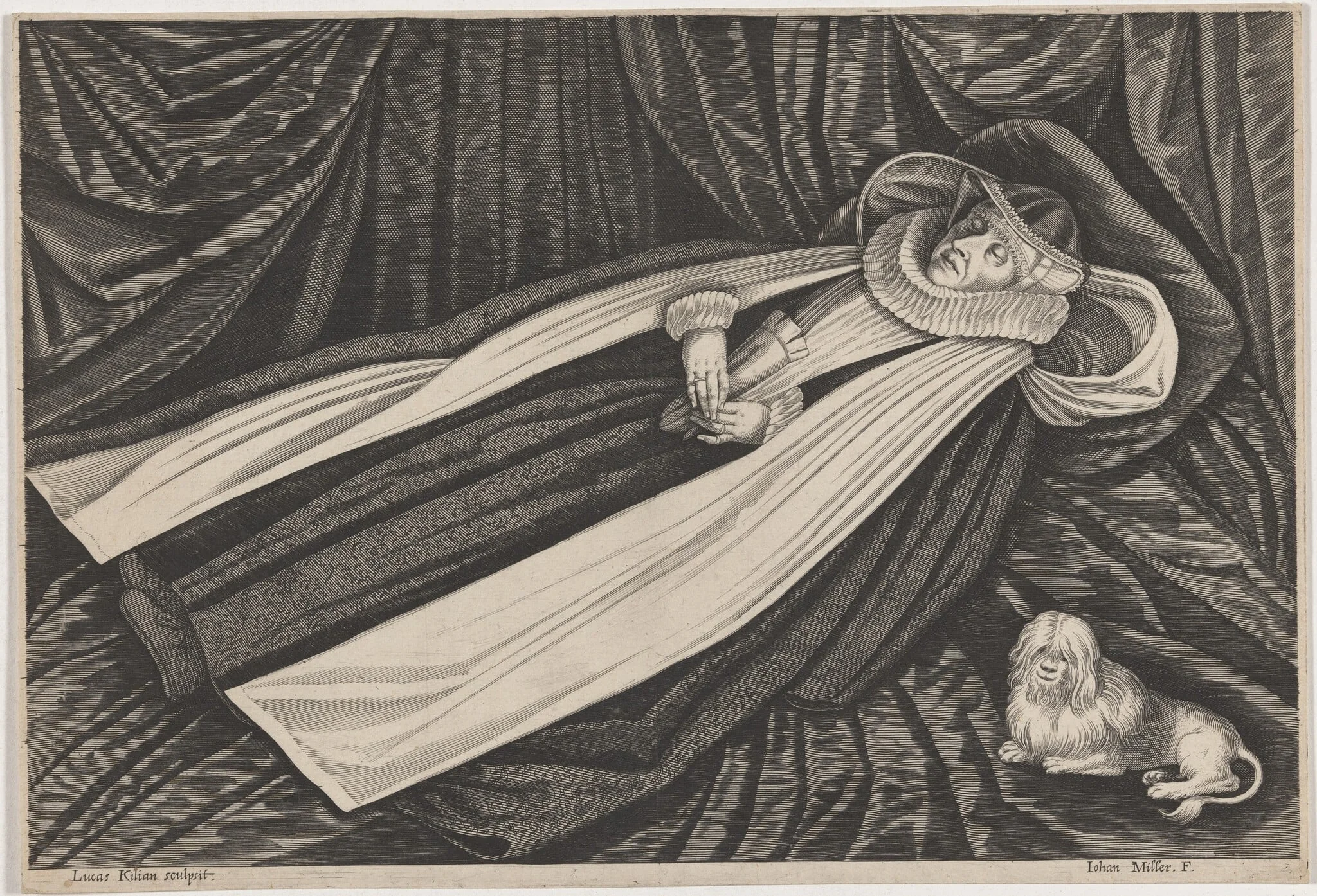 Deathbed of a Nun, by Lucas Kilian, ink, 1608