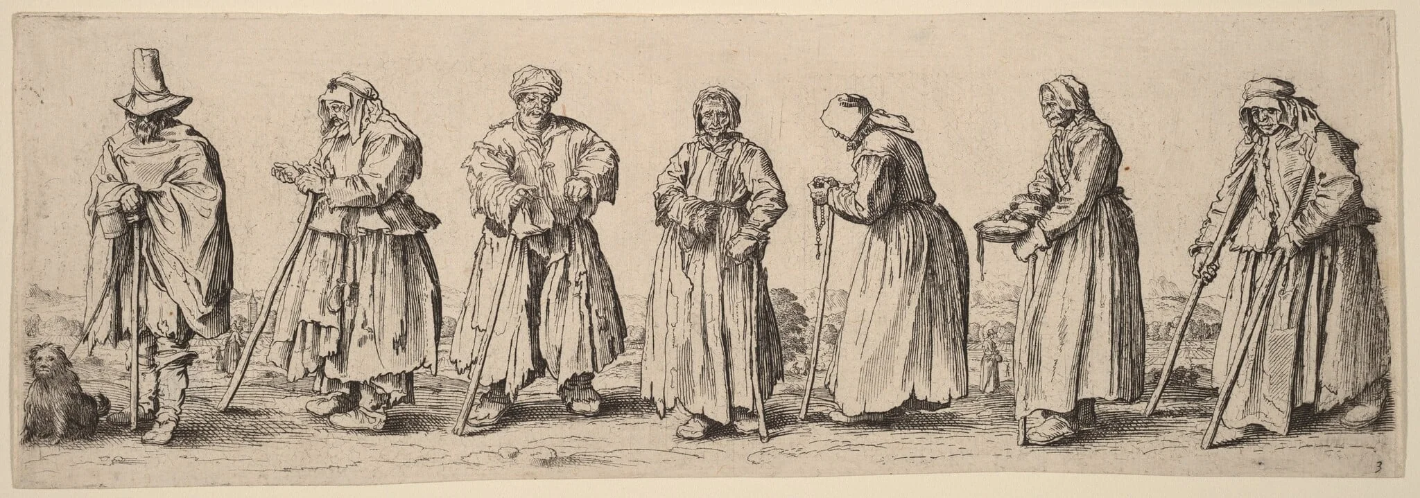 Men and Women Beggars, by Wenceslaus Hollar, ink, 1630
