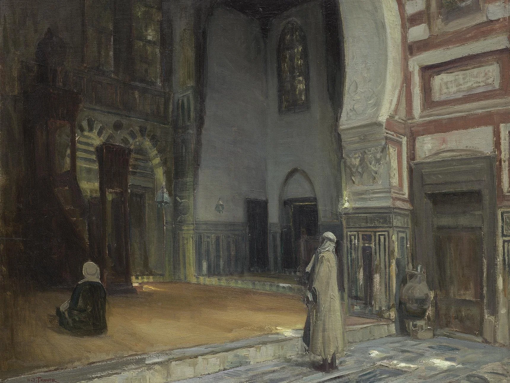 Interior of a Mosque, Cairo, by Henry Ossawa Tanner, oil, 1899