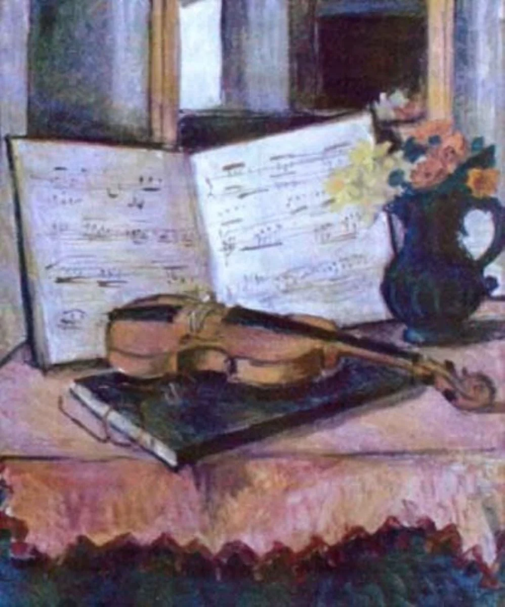 Natură moartă cu vioară și partitură, by Theodor Pallady, unspecified, 1941