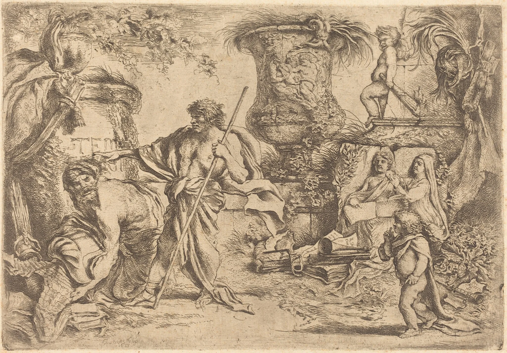 Temporalitas Aeternitas, by Giovanni Benedetto Castiglione, ink, 1655