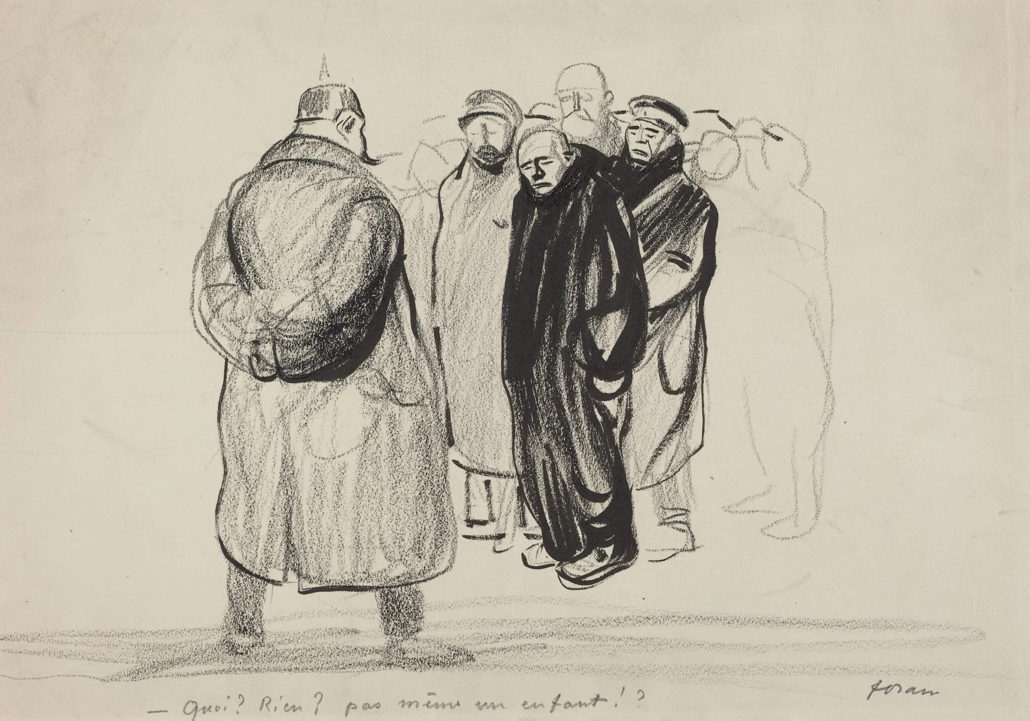 Bredouilles,  l'Equipage d'un Zeppelin, by Jean-Louis Forain, ink, 1915