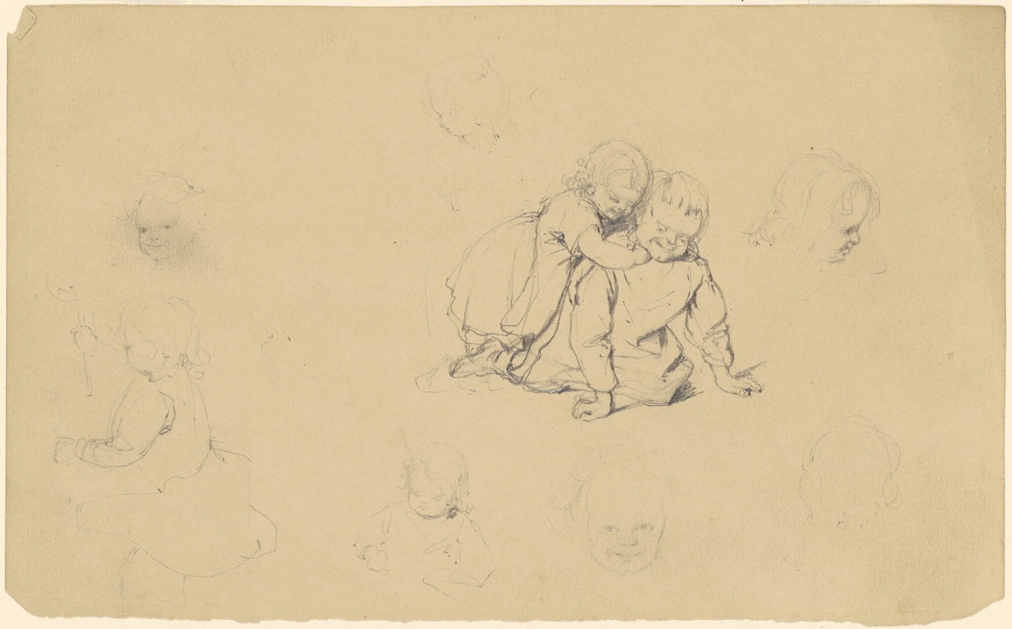 Studies of Children at Play, by James Goodwyn Clonney, graphite, 1845