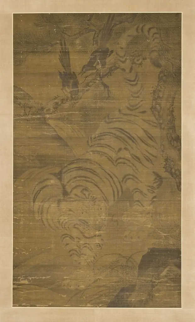 Tiger, Magpies, and Pine