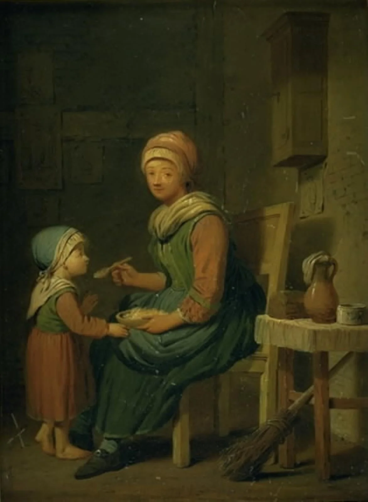 En bondekone, som giver sin datter noget at spise, by Unknown, 1781