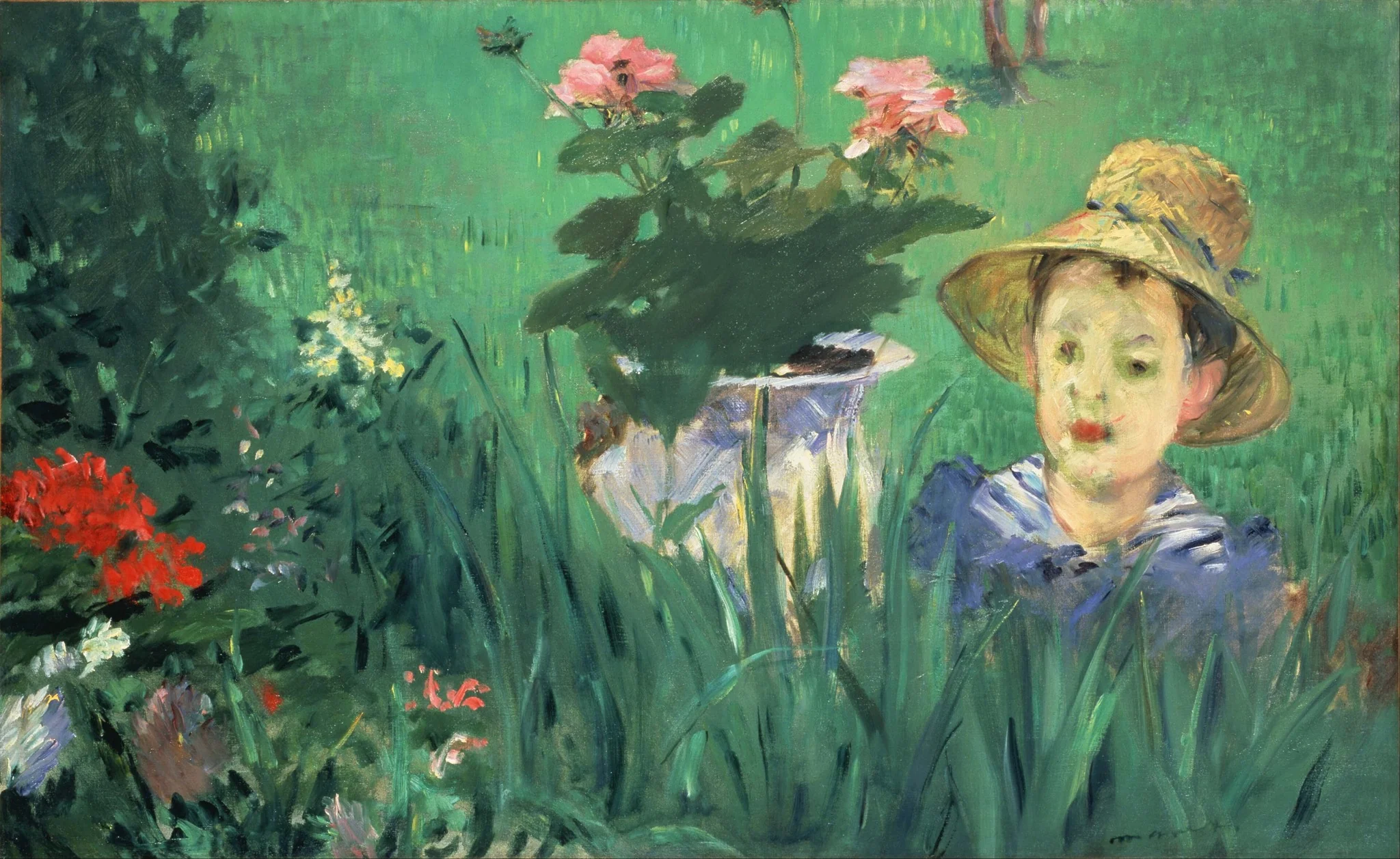 Boy in Flowers (Jacques Hoschedé), by Edouard Manet, oil, 1888