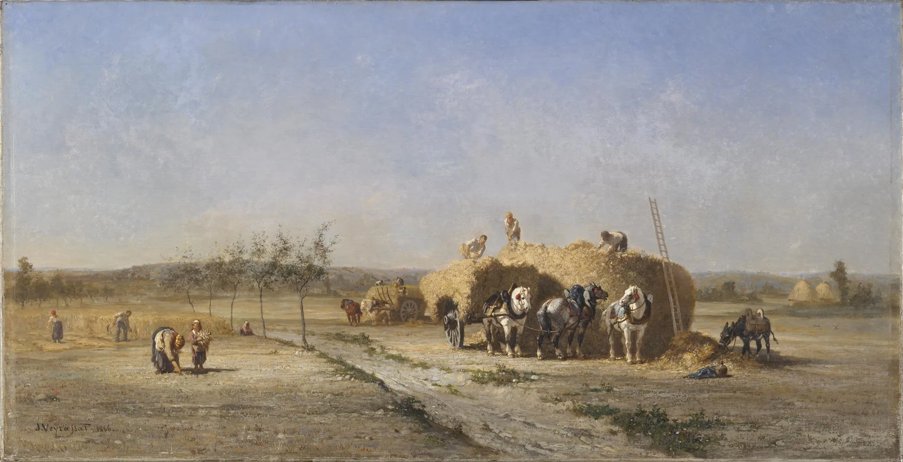 Harvest Scene, by Jules Jacques Veyrassat, oil, 1866
