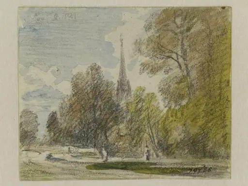 Salisbury Cathedral with trees