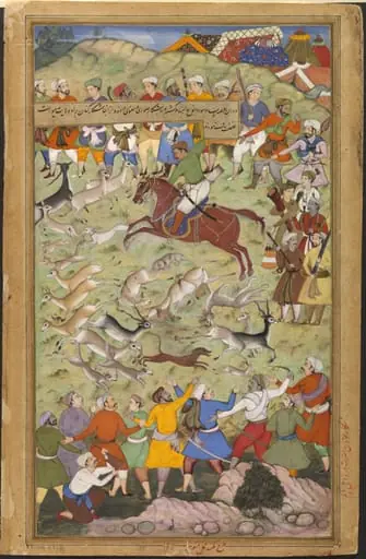 Akbar hunting at Palam, near Delhi