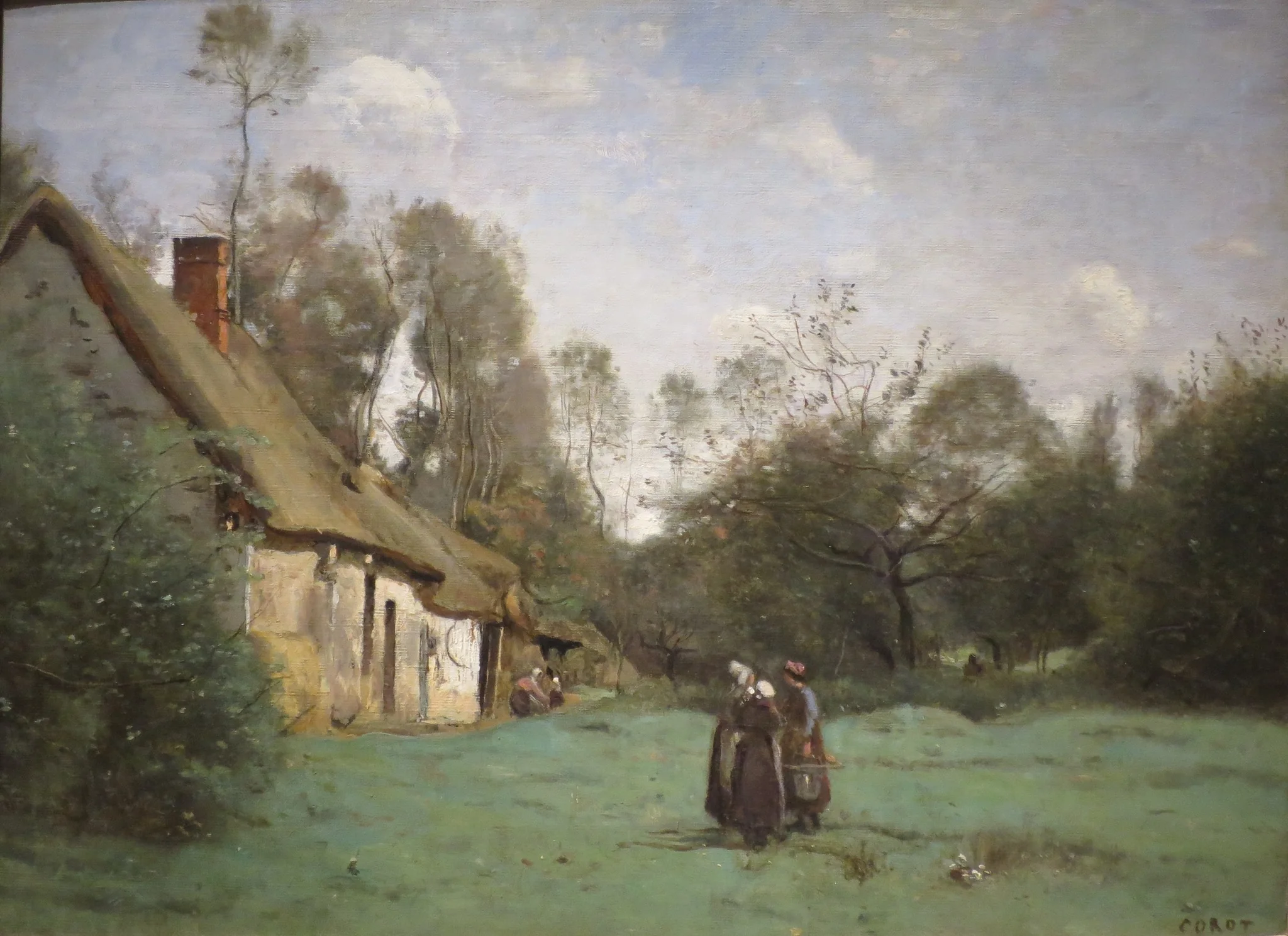 Thatched Cottage in Normandy, by Jean Baptiste Camille Corot, oil, 1872
