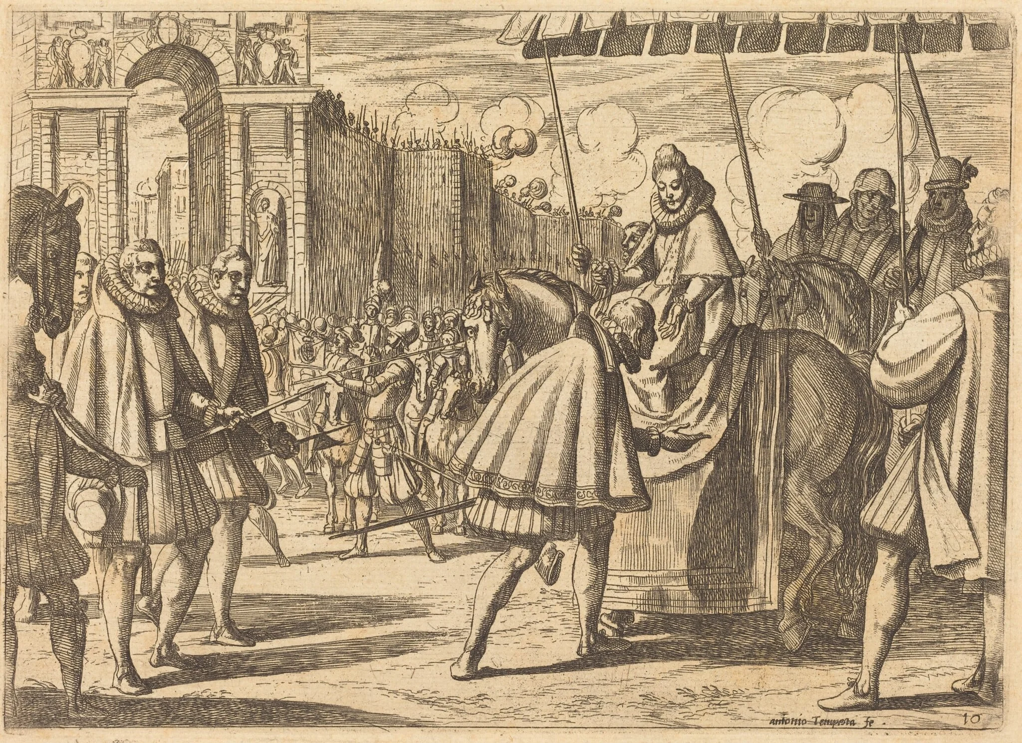 Triumphal Entry of Margaret of Austria, by Antonio Tempesta, ink, 1612