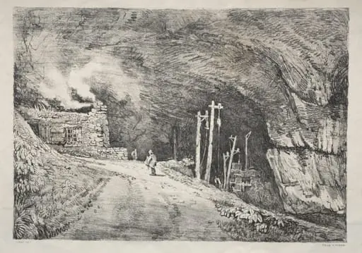 A Series of Ancient Buildings and Rural Cottages in the North of England:  Peak Cavern