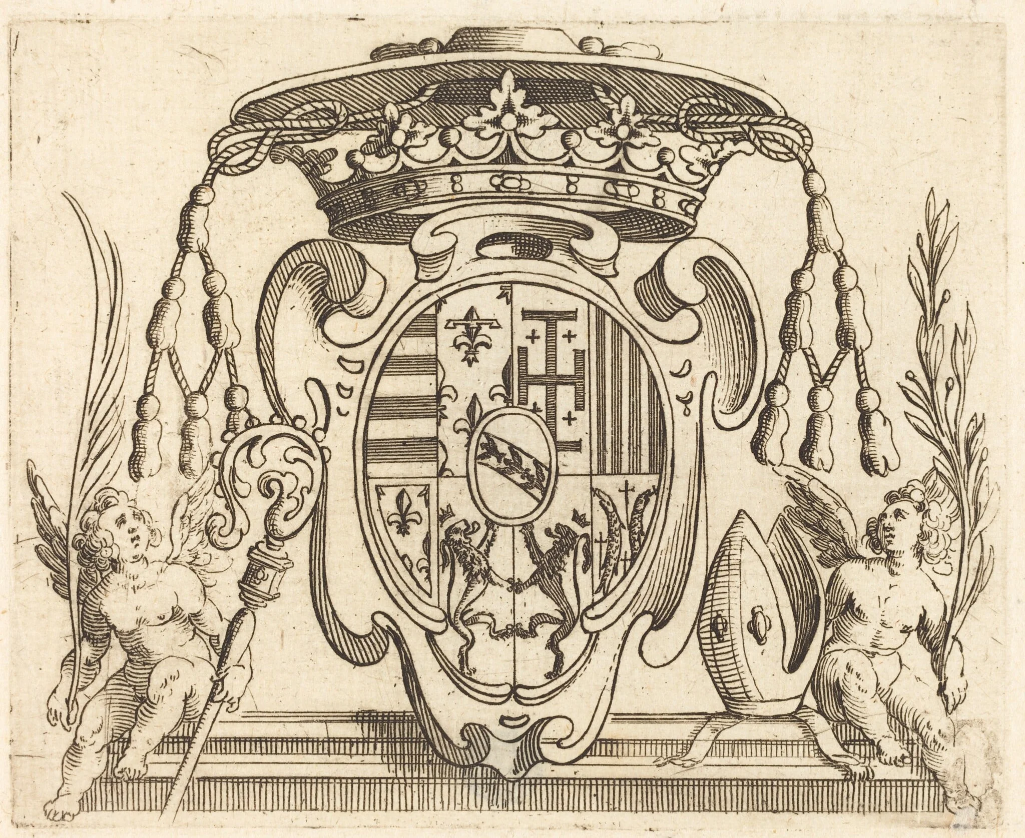 Coat of Arms of Nicolas Francis of Lorraine, by Jacques Callot, ink, 1629