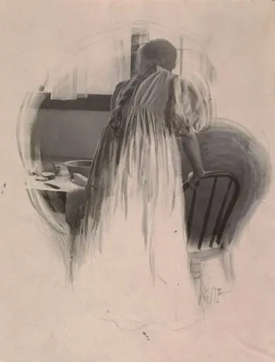 Unpublished illustration [Julia Hall McCune] for Clara Morris, "Beneath the Wrinkle"