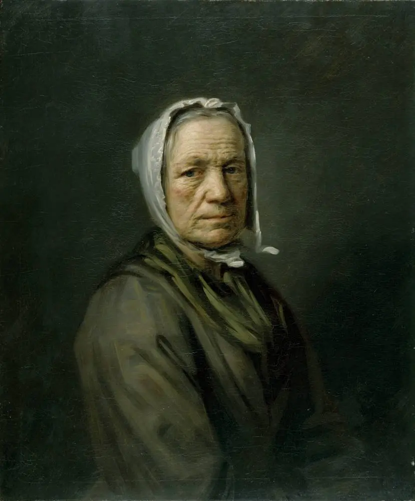 Bejahrte Frau mit weißer Haube