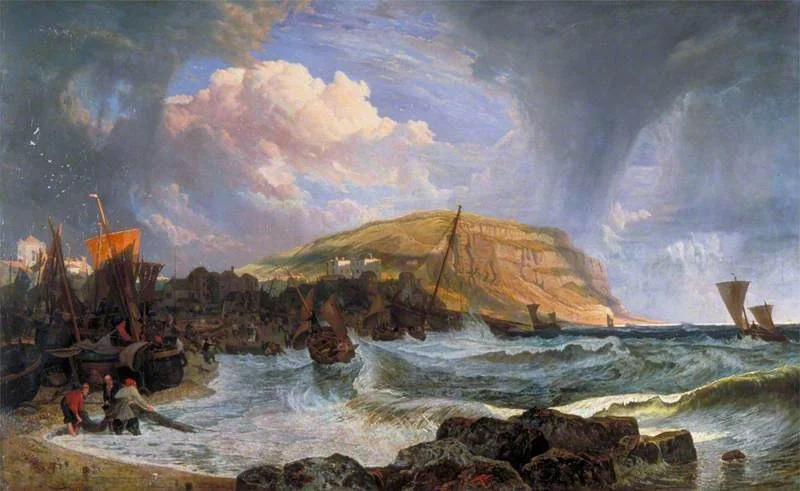 Hastings: Boats Making the Shore in a Breeze, by John James Chalon, oil, 1819