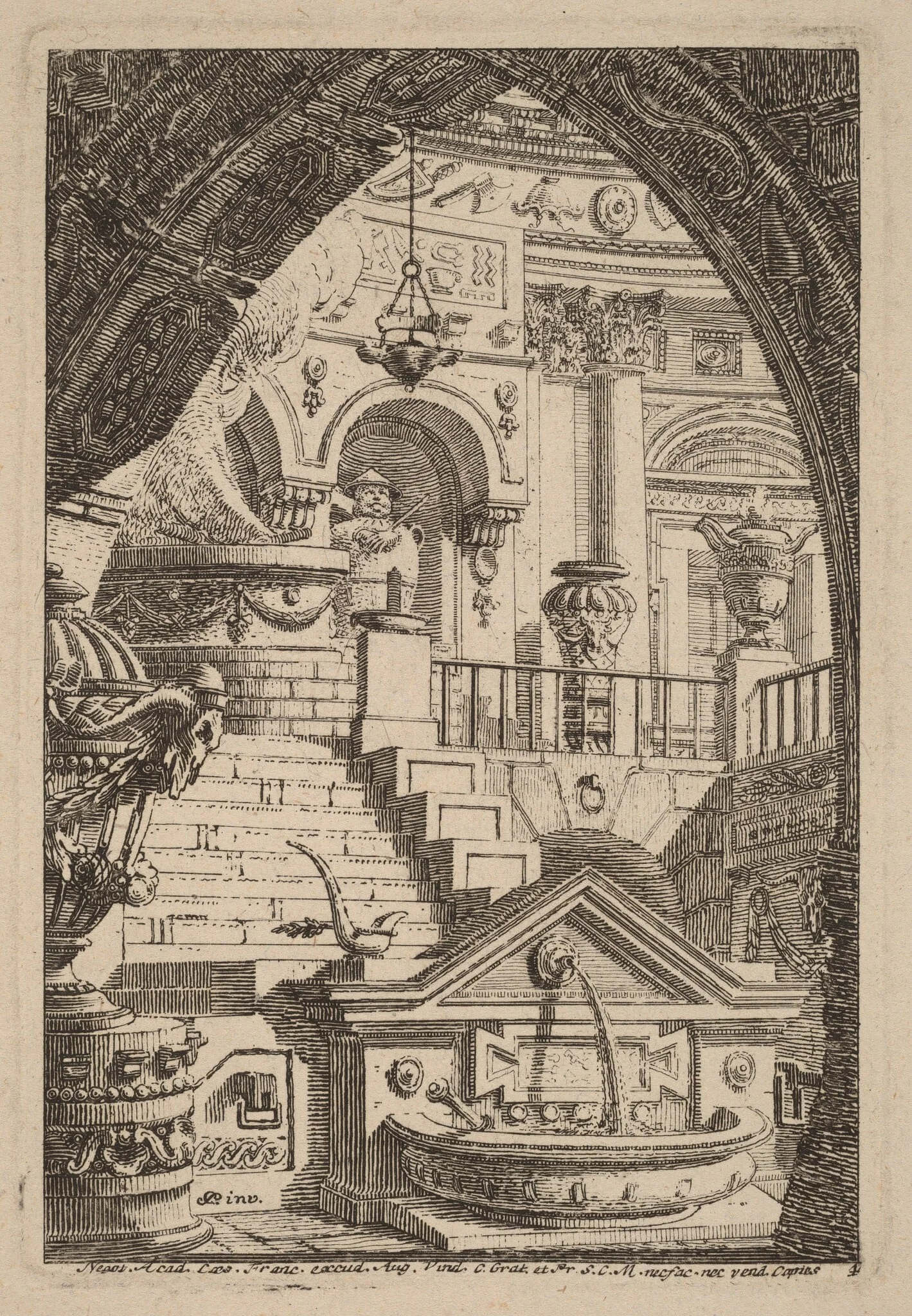 Fantasy of an Antique Temple, by Carl Schütz, ink, 1775
