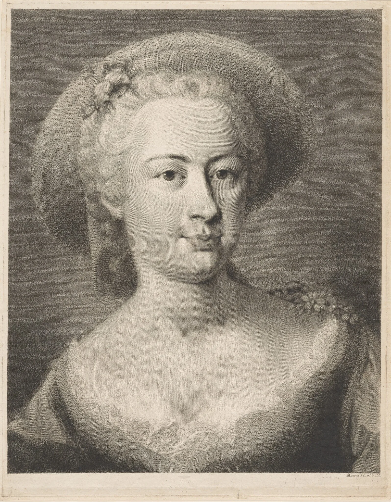 A  Woman Wearing a Straw Hat [Madame de Pompadour?]