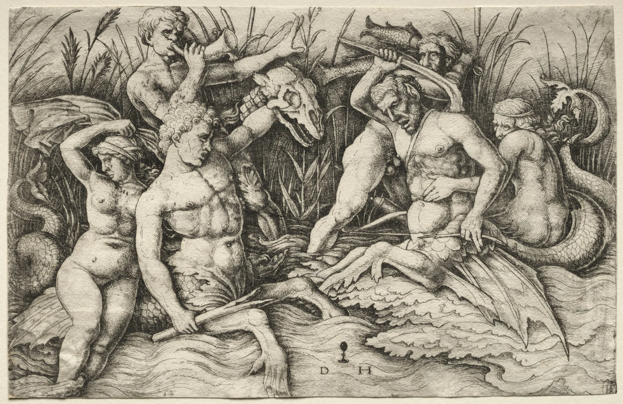 Two Tritons fighting - Battle of the Sea Gods (right portion)