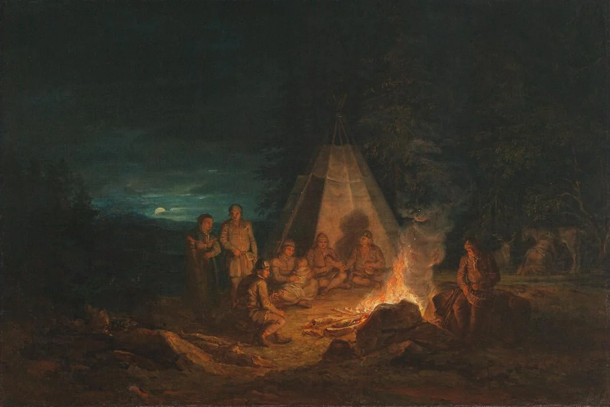 Saamelaisia nuotiolla, by Aleksander Lauréus, unspecified
