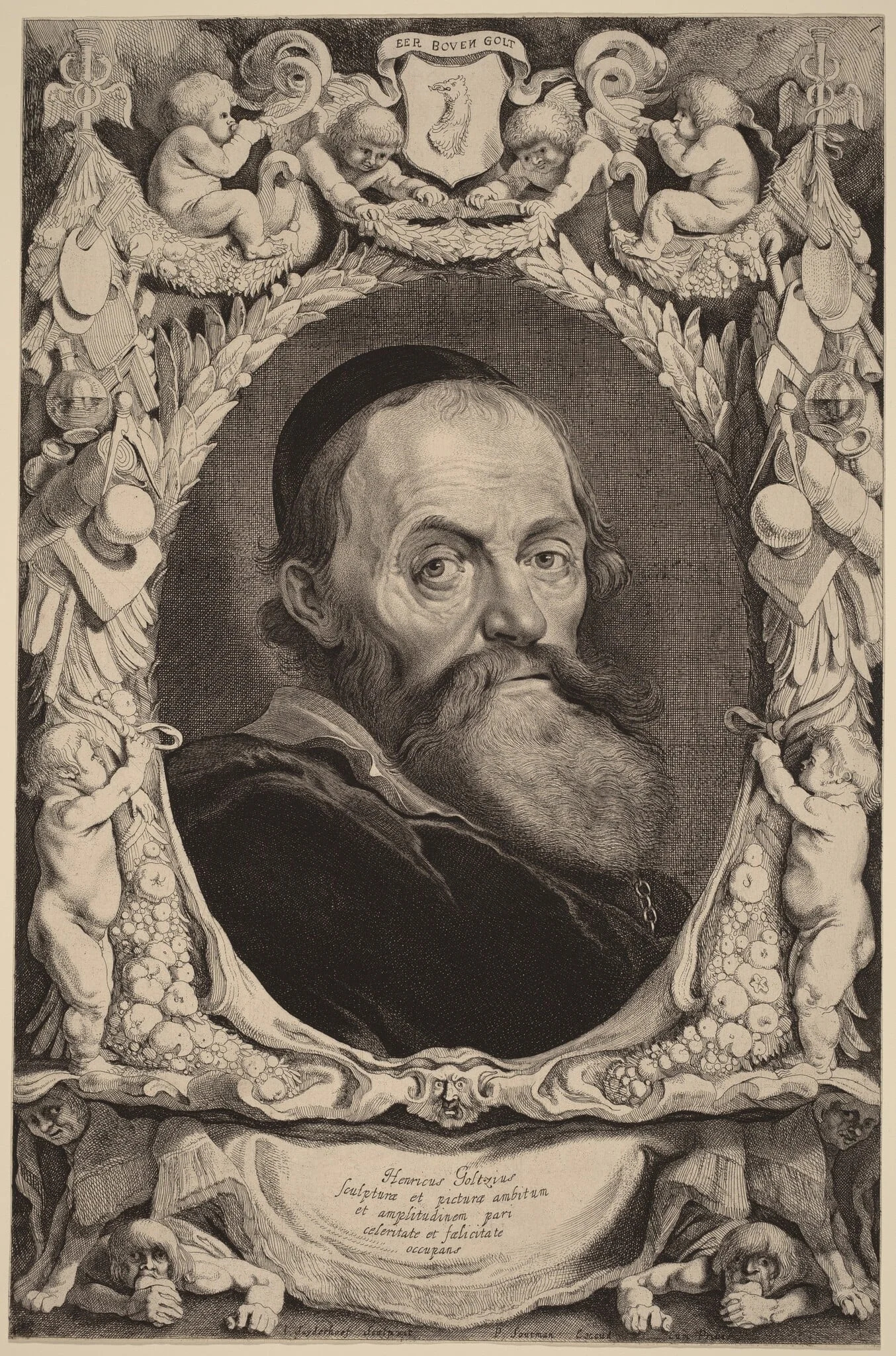 Hendrick Goltzius, by Jonas Suyderhoff, ink, 1649