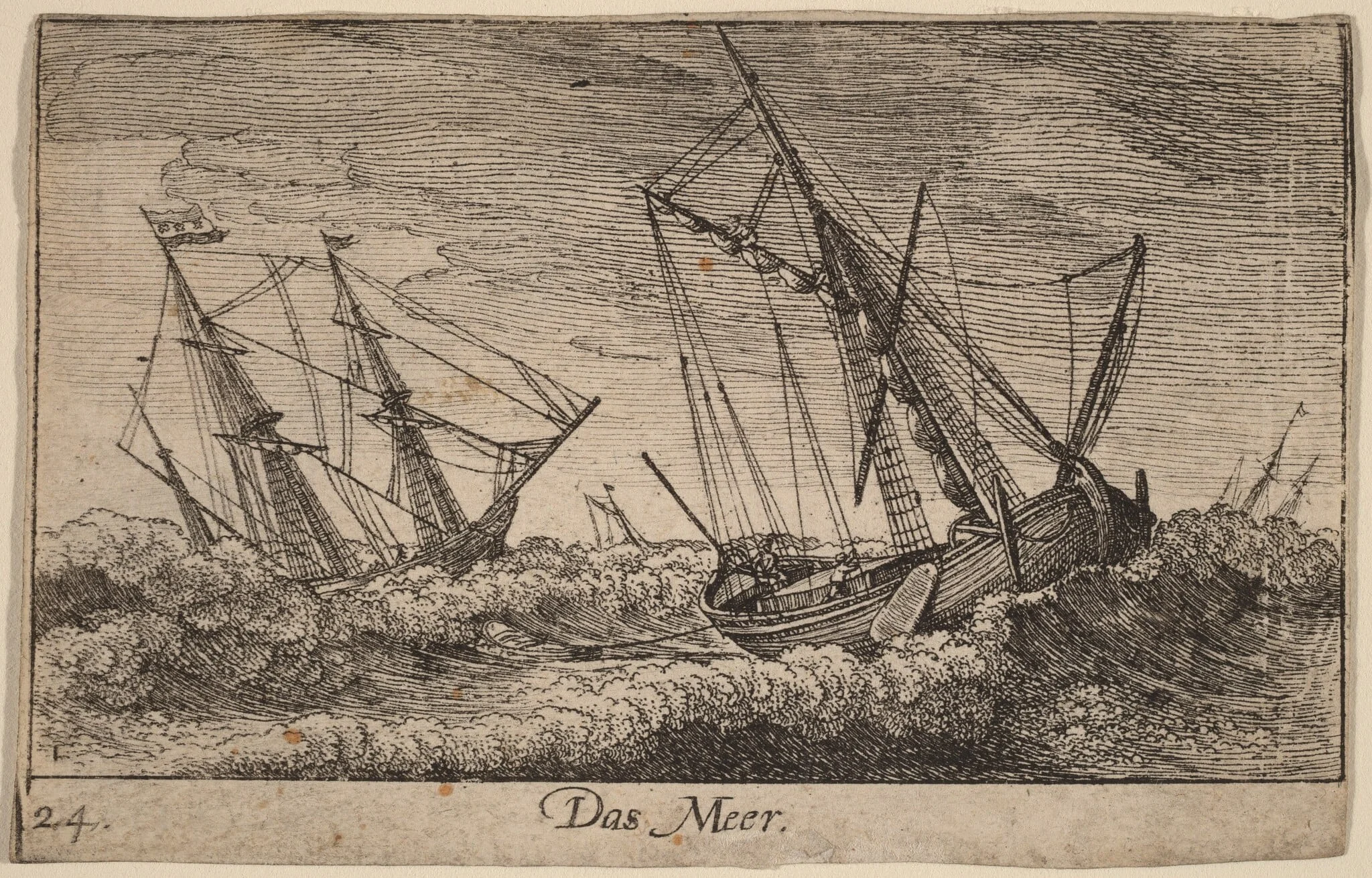 Sea Scene, by Wenceslaus Hollar, ink, 1635