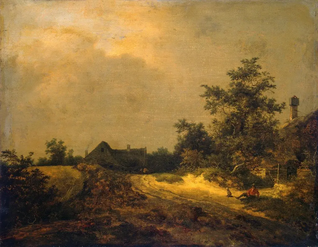 Landscape with some houses and a sand track
