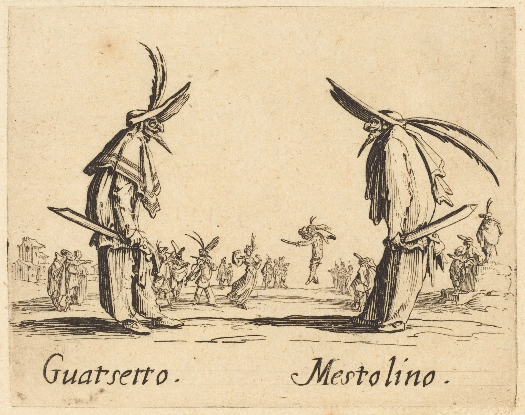Guatsetto and Mestolino, by Jacques Callot, ink, 1622