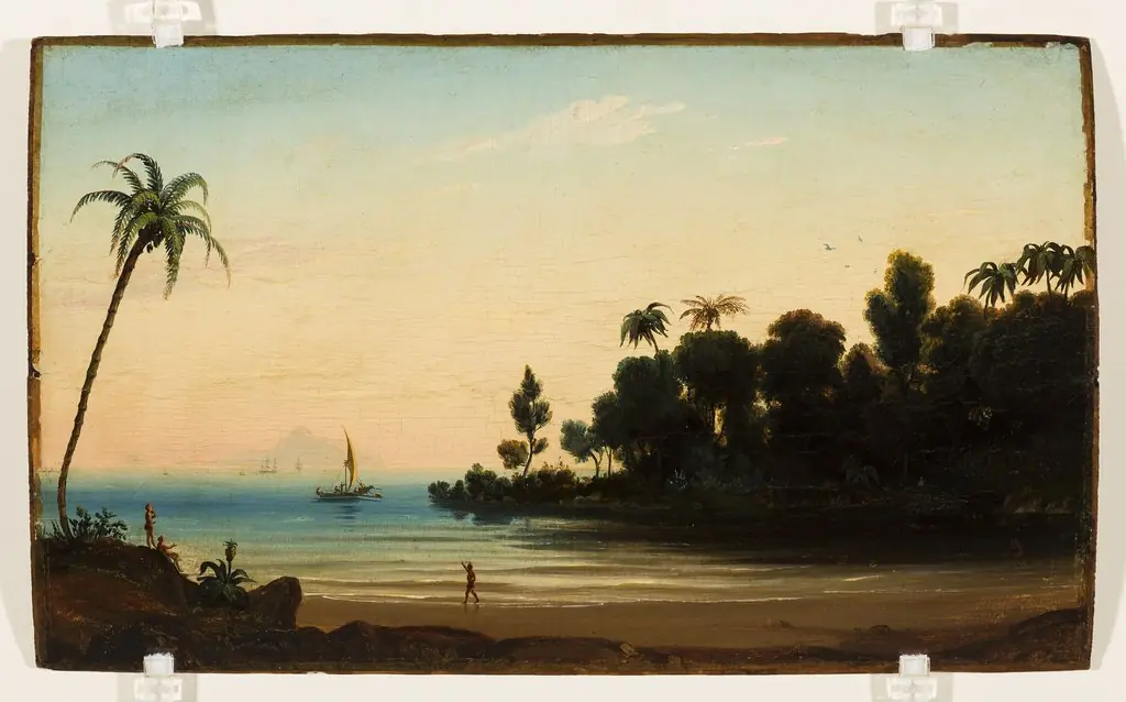 Praia com índios e veleiro (atribuído)