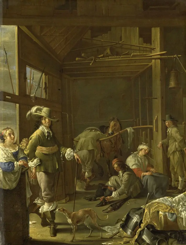 Soldiers in a stable