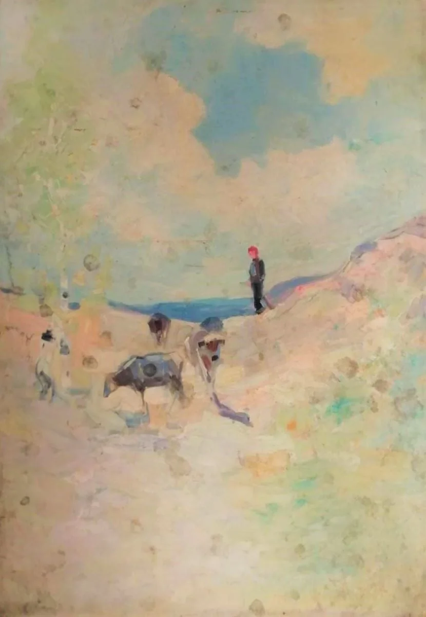 Peisaj cu animale, by Alexandru Carol Satmary, unspecified, 1906