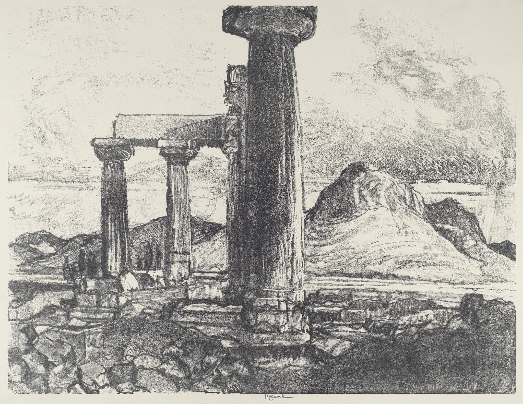Acro, Corinth from Corinth, by Joseph Pennell, ink, 1913