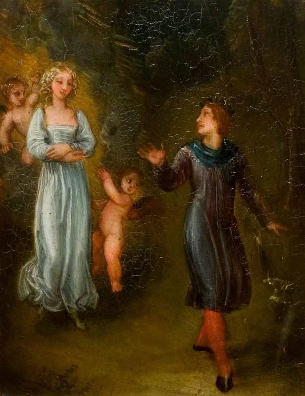 Petrarch and Laura, by Thomas Stothard, oil, 1804