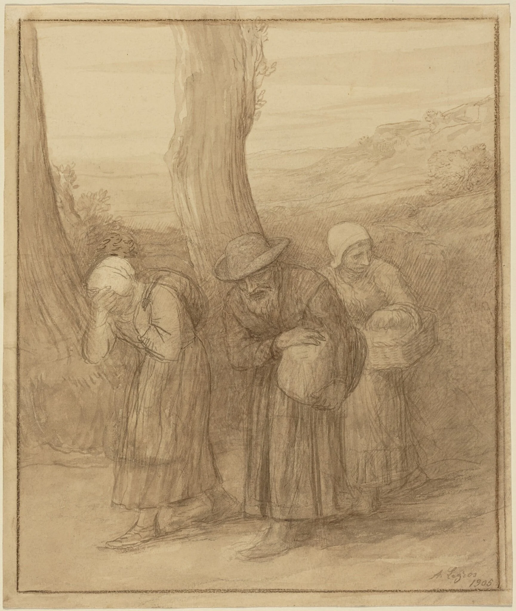 The Departure, by Alphonse Legros, ink, 1905