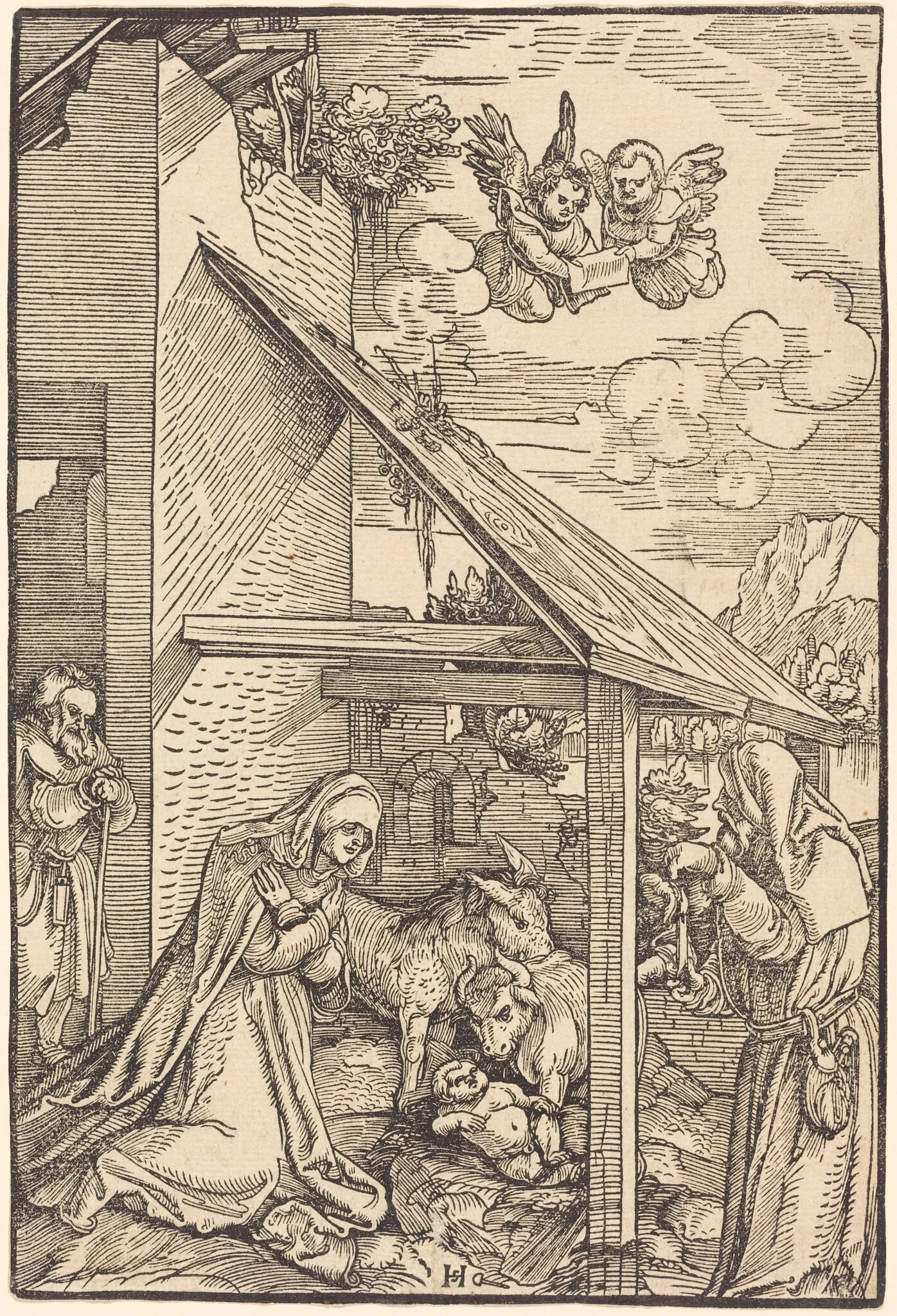 The Nativity, by Hans Leonard Schäufelein, ink, 1510