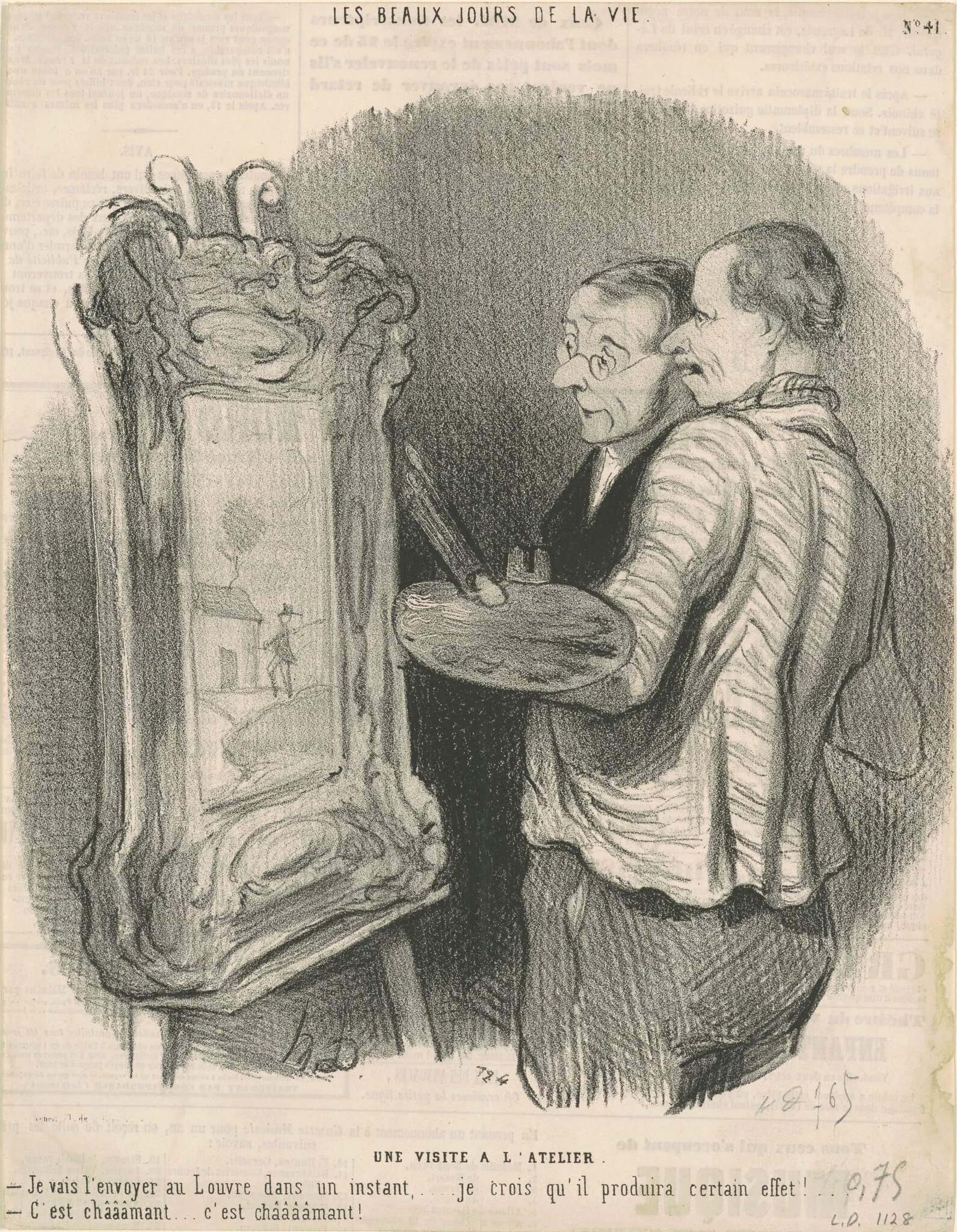 Une visite a l'atelier, by Honoré Daumier, ink, 1864