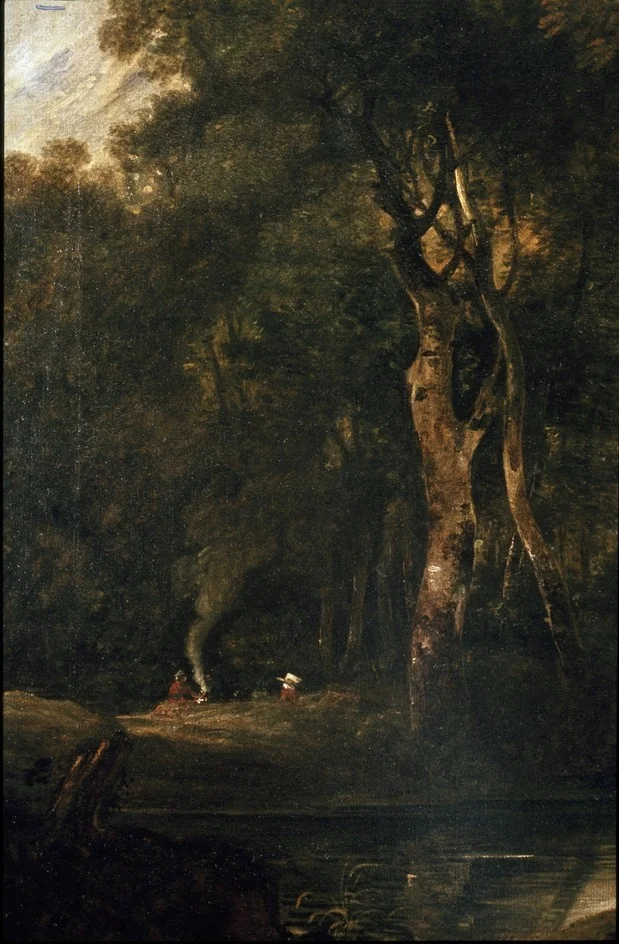 Woodland Scene with Gipsies, by 7th Baronet Sir George Beaumont, oil, 1800