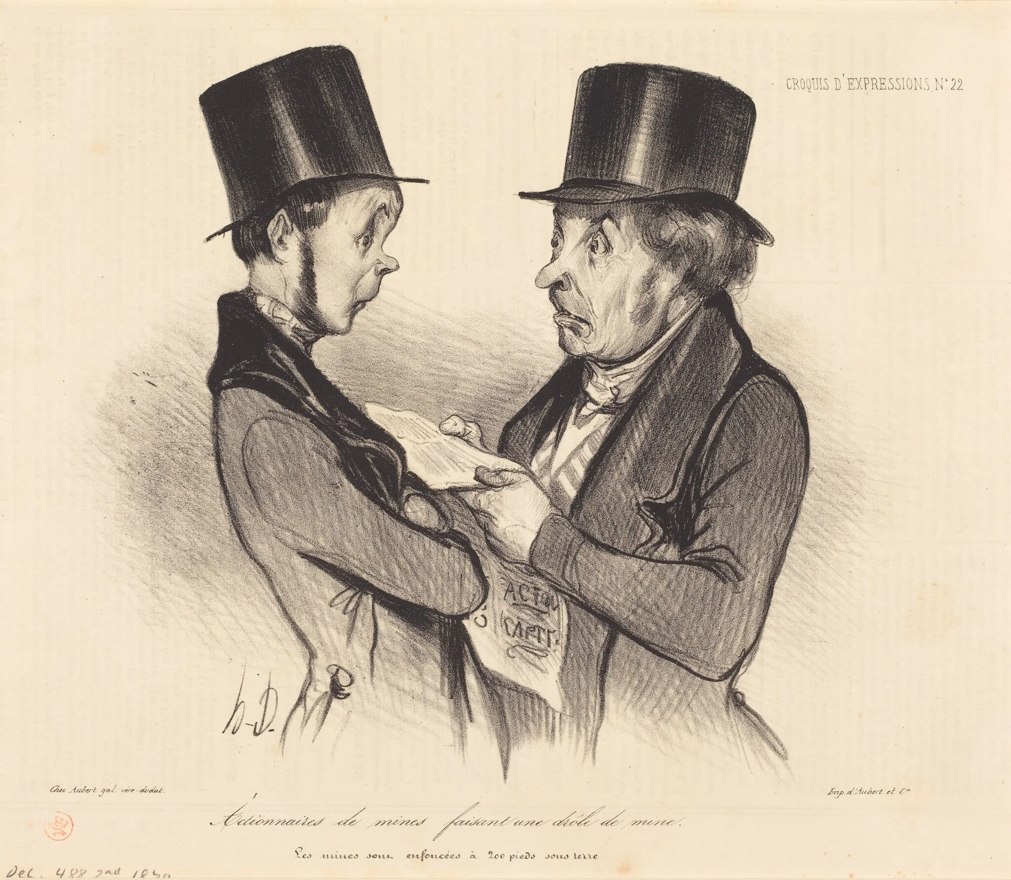 Actionnaires de mines..., by Honoré Daumier, ink, 1838