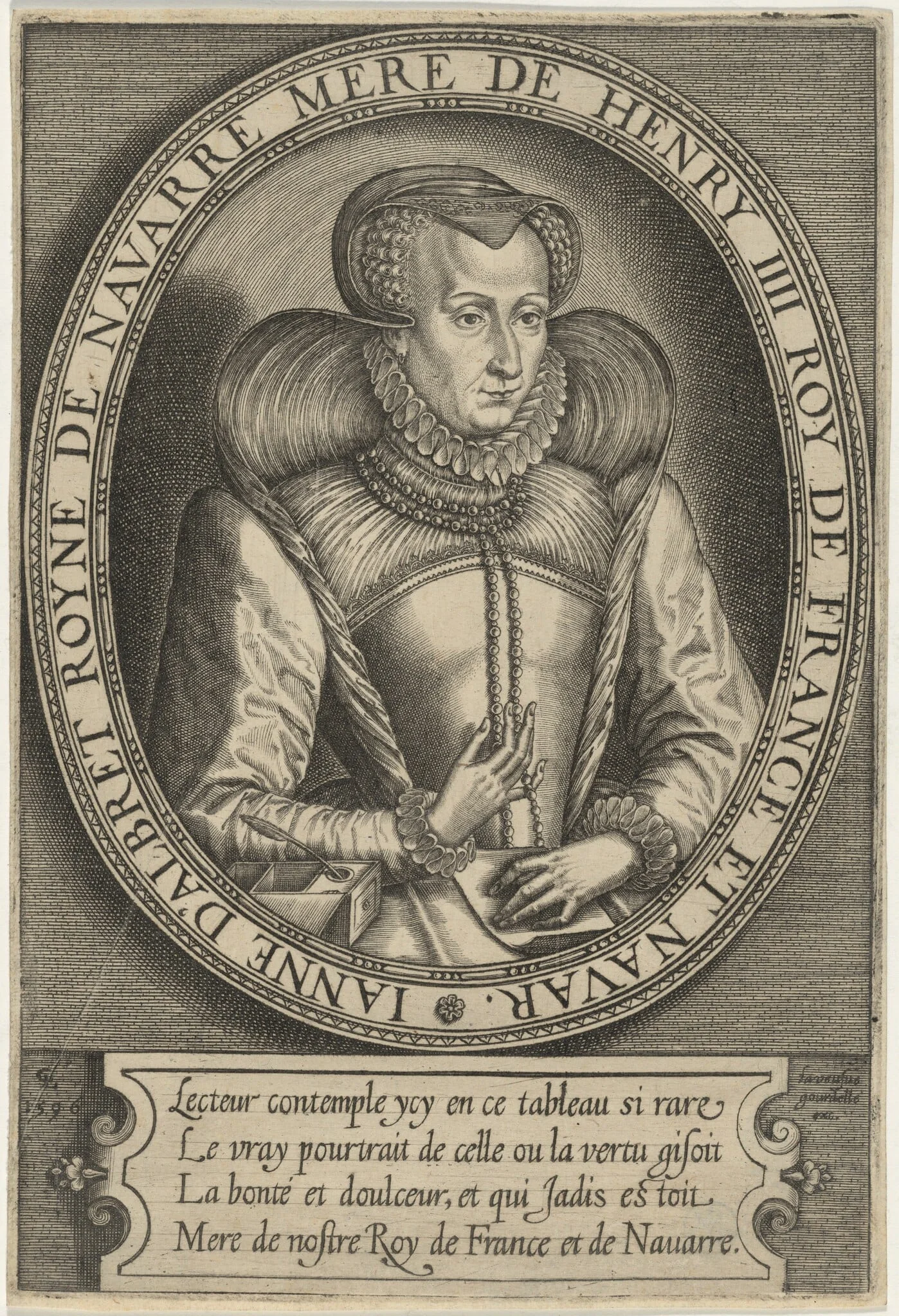 Jeanne d'Albret, Queen of Navarre, Mother of Henry IV of France, by Gerard de Lairesse, ink, 1676