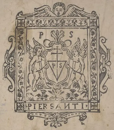 Two Putti with Shield Inscribed Pier Santi