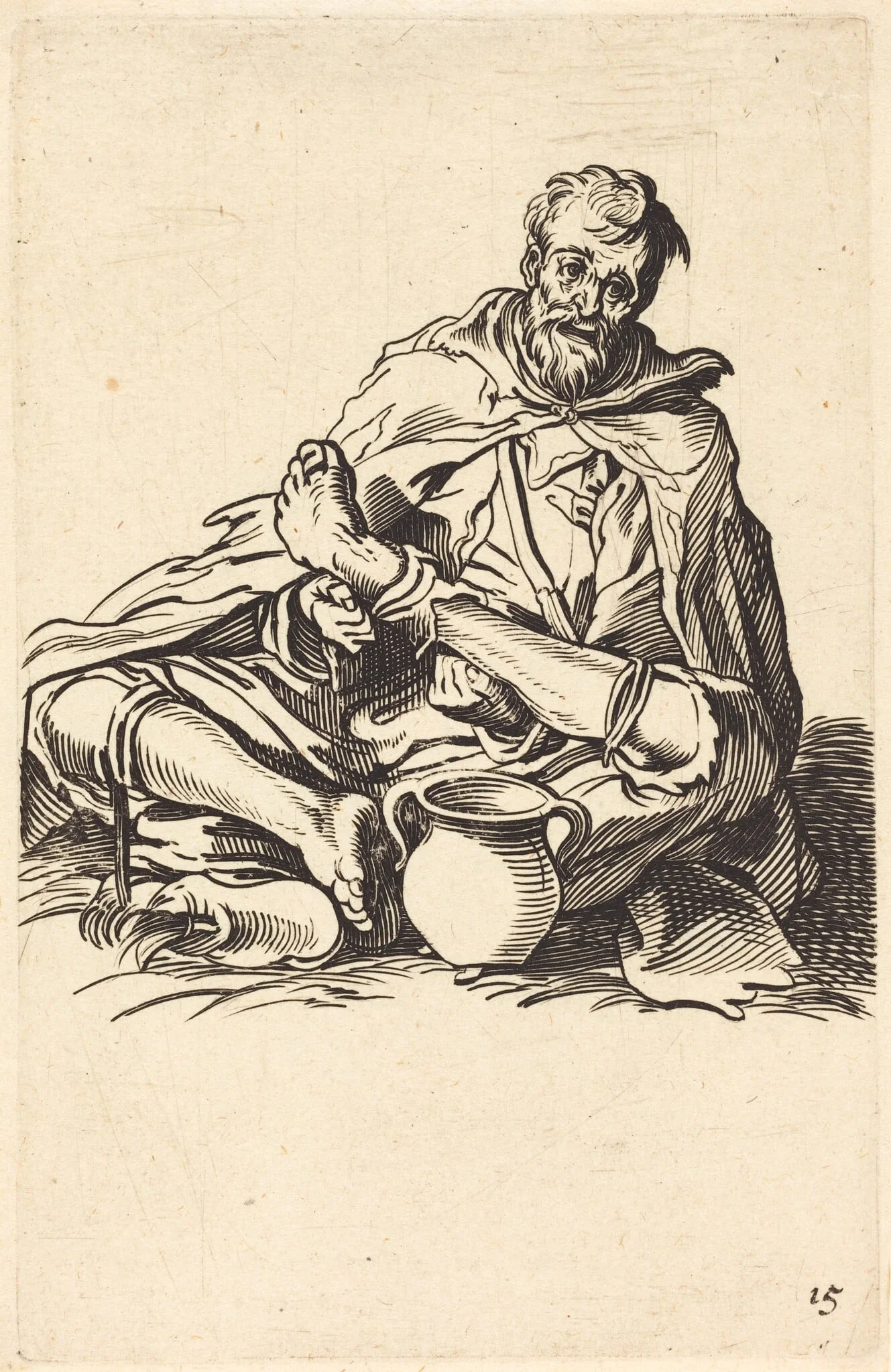 The Sick Man, by French 17th Century, ink, 1622