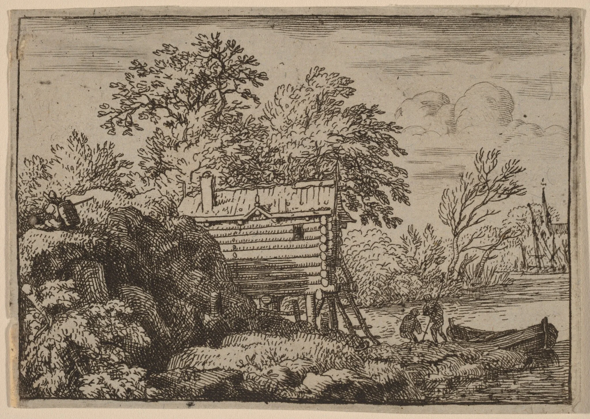 Fisherman's Hut, by Allart van Everdingen, ink, 1650