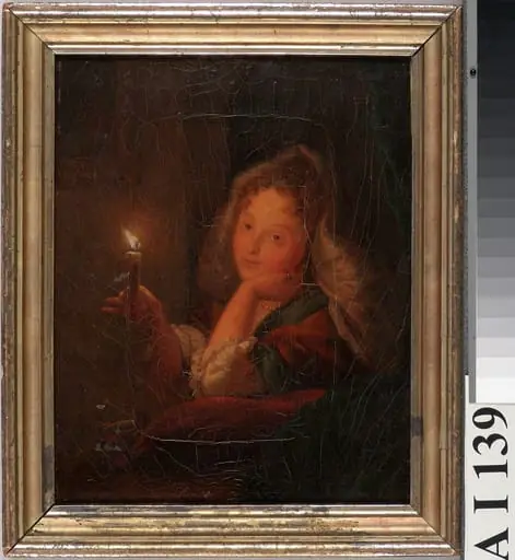 Nuori tyttö kynttilä kädessä, kopio Gottfried Schalckerin mukaan