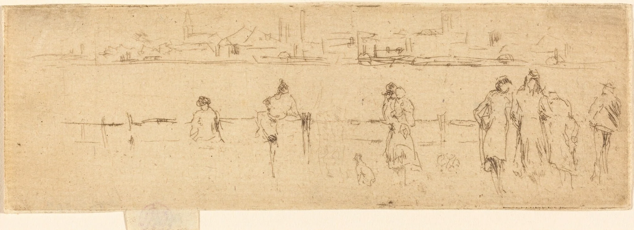 A Sketch of the Embankment, by James McNeill Whistler, ink, 1885