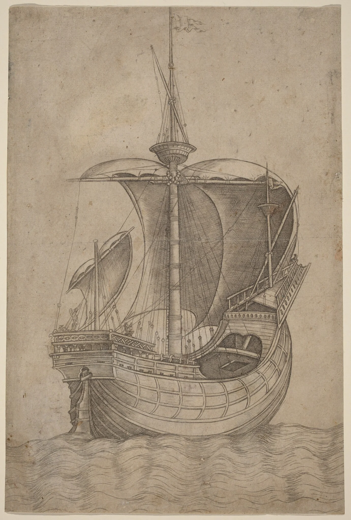 Carrack, Heading to the Right, by Italian 15th Century, ink, 1490