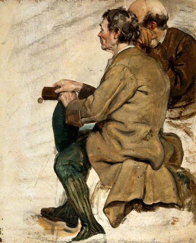 Two Seated Men (study for 'The Covenanters' Baptism'), by George Harvey, unspecified, 1830