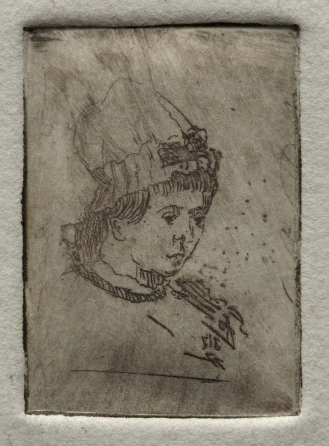 Small Head with Mob Cap, by Otto Henry Bacher, 1878