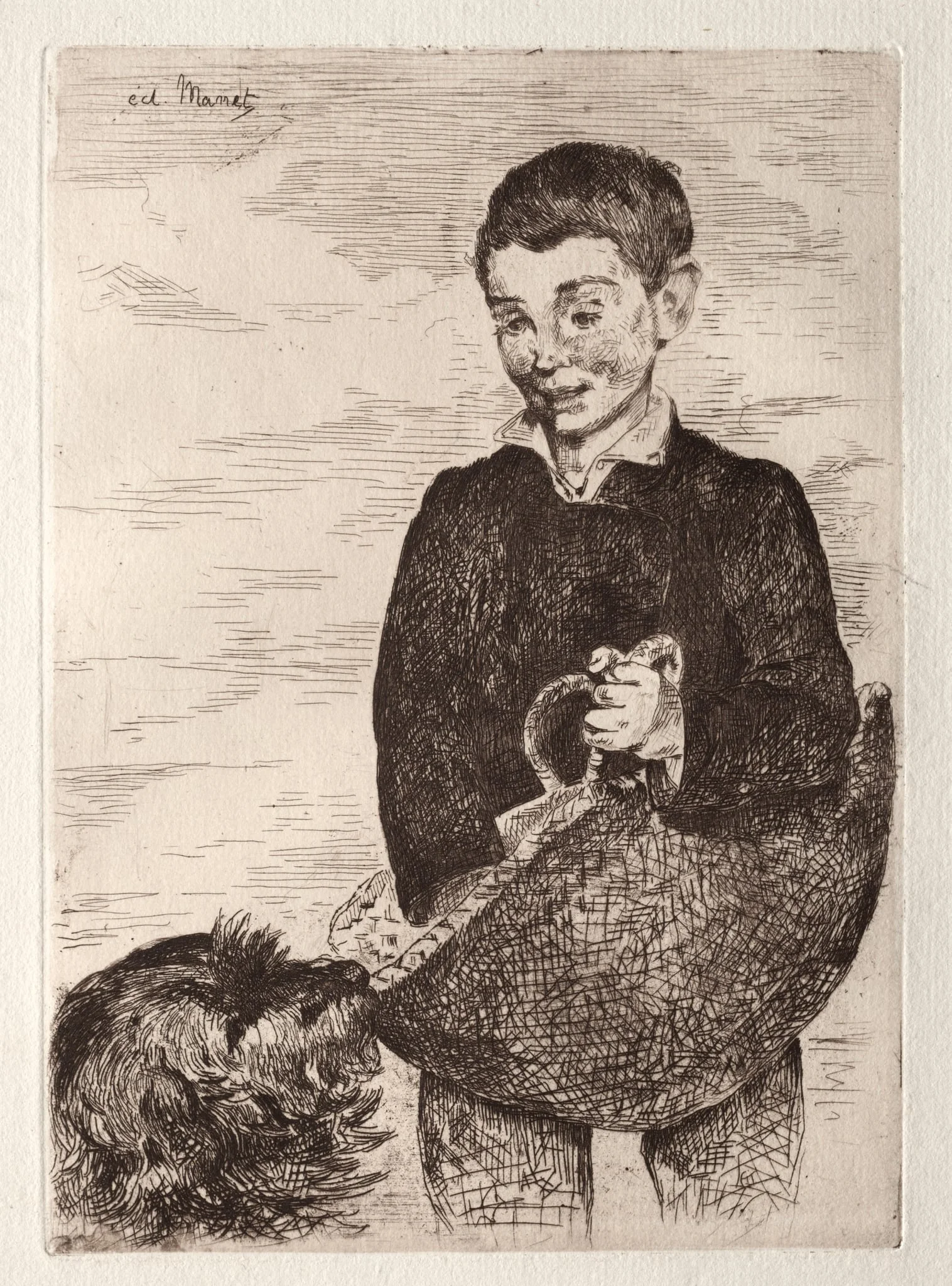 Le gamin au chien, avec le cabas, by Edouard Manet, 1862