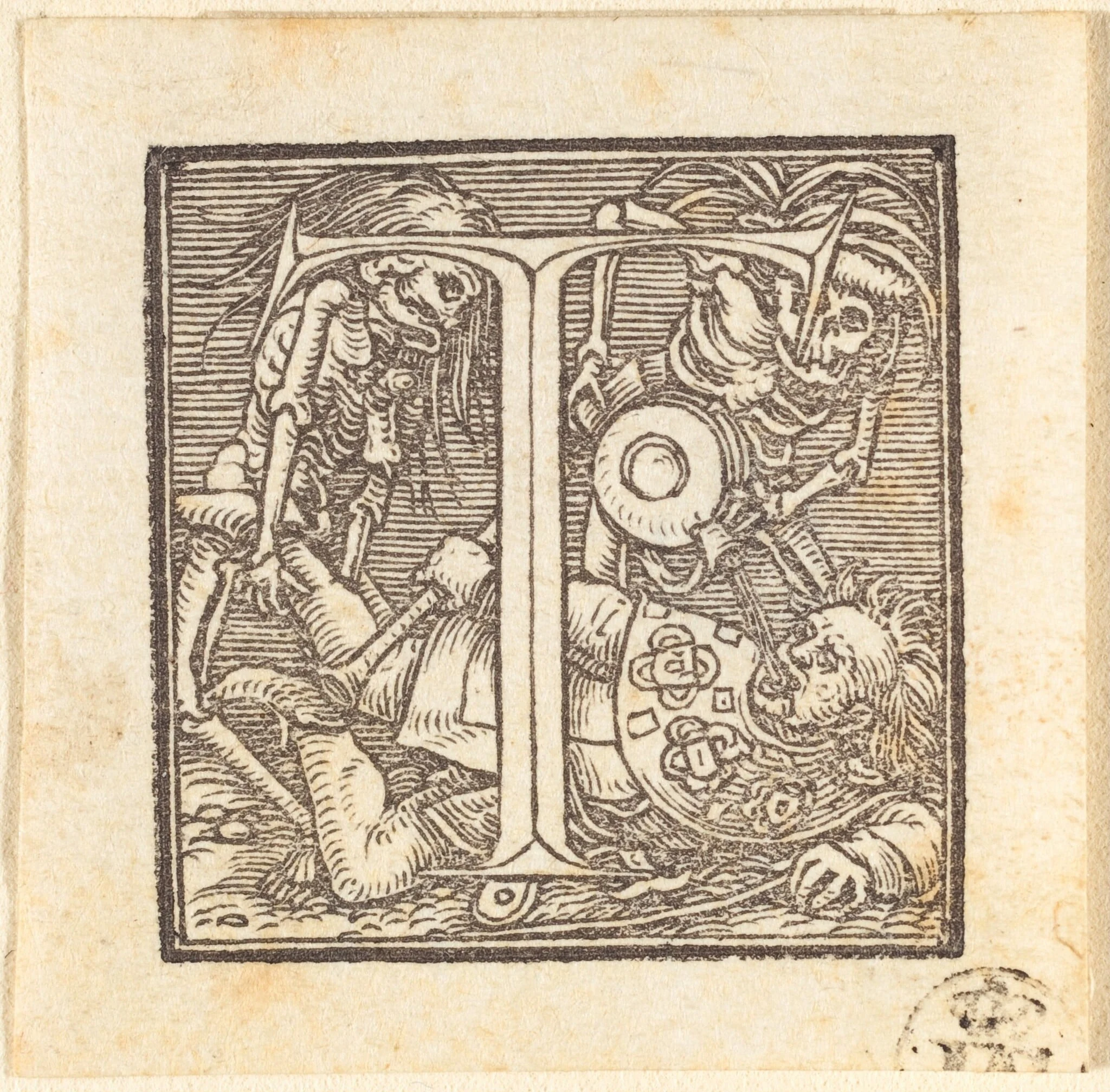 Letter T, by Hans Lützelburger, ink, 1523