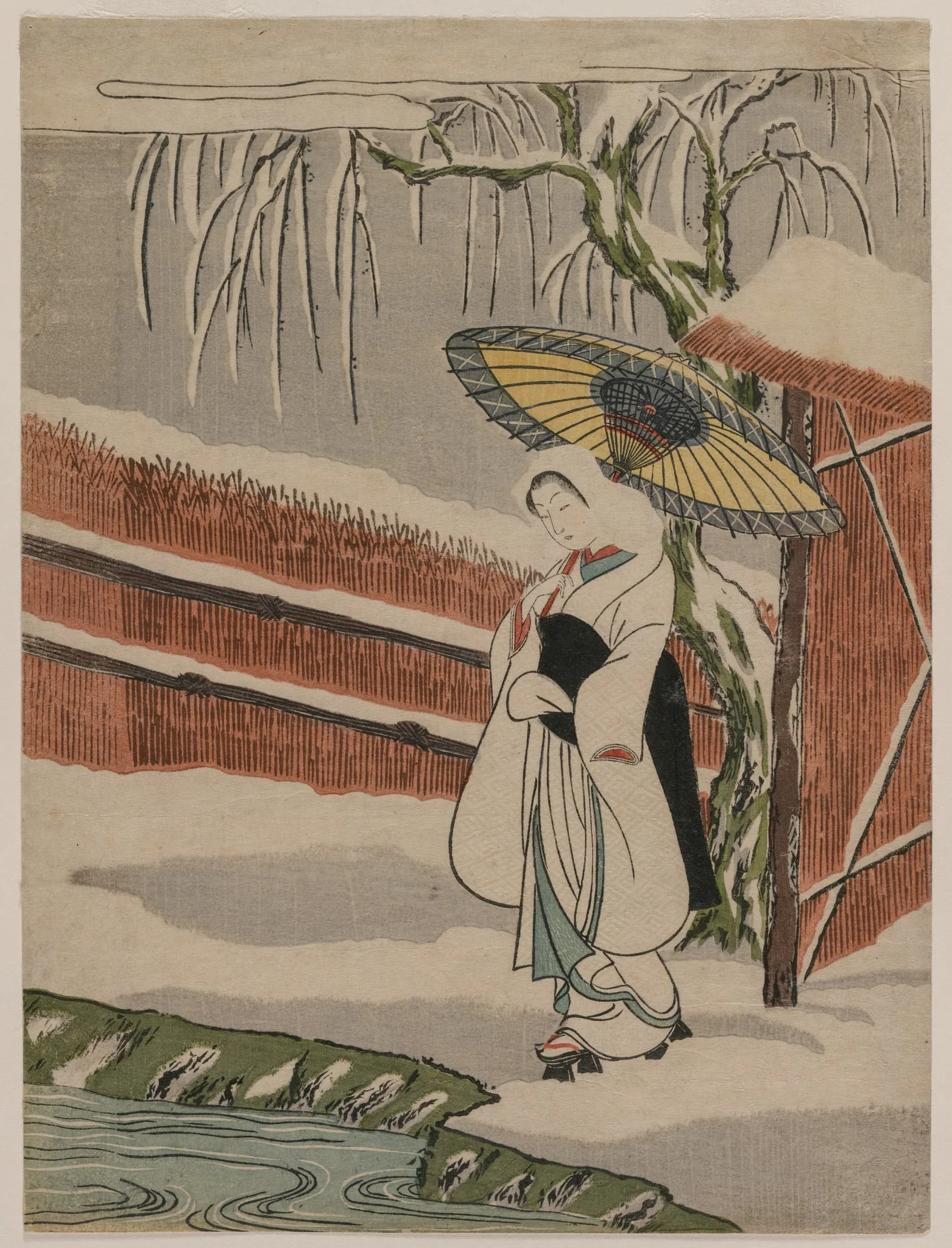 The Heron Maiden Standing Beneath a Willow Tree, by Suzuki Harunobu, 1890